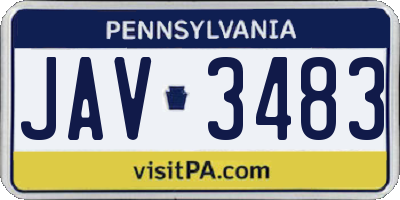 PA license plate JAV3483