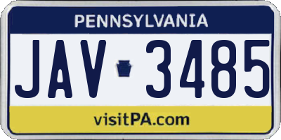 PA license plate JAV3485