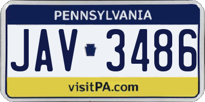 PA license plate JAV3486