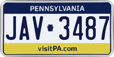 PA license plate JAV3487