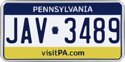 PA license plate JAV3489