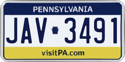 PA license plate JAV3491