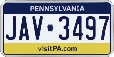 PA license plate JAV3497