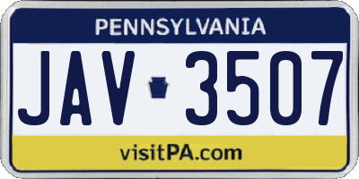 PA license plate JAV3507