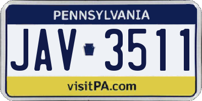 PA license plate JAV3511