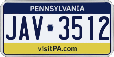 PA license plate JAV3512