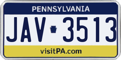 PA license plate JAV3513