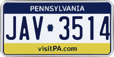 PA license plate JAV3514