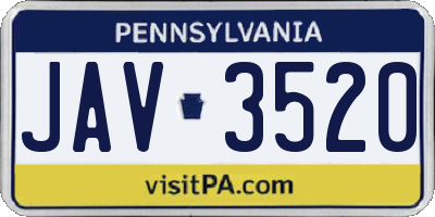 PA license plate JAV3520