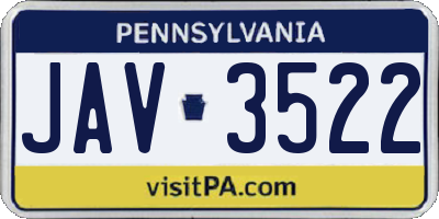 PA license plate JAV3522