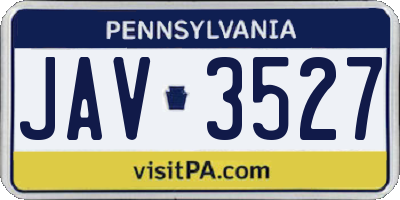 PA license plate JAV3527