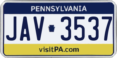 PA license plate JAV3537