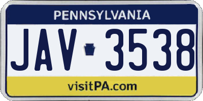 PA license plate JAV3538