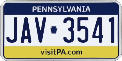 PA license plate JAV3541