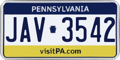 PA license plate JAV3542