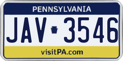 PA license plate JAV3546