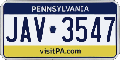 PA license plate JAV3547