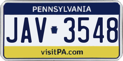 PA license plate JAV3548