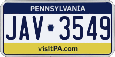 PA license plate JAV3549