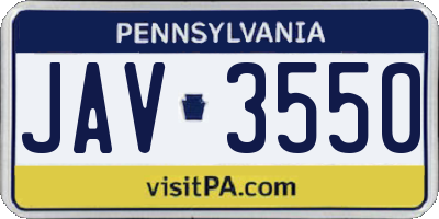 PA license plate JAV3550