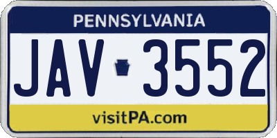 PA license plate JAV3552