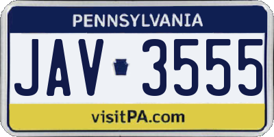 PA license plate JAV3555