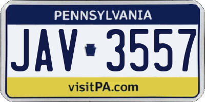 PA license plate JAV3557