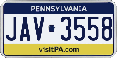 PA license plate JAV3558