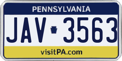 PA license plate JAV3563