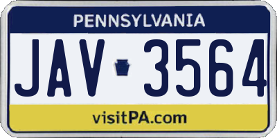 PA license plate JAV3564