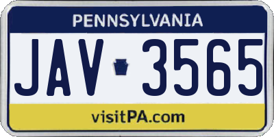 PA license plate JAV3565