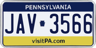 PA license plate JAV3566