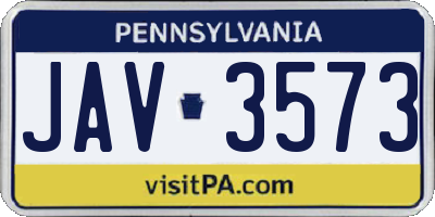 PA license plate JAV3573