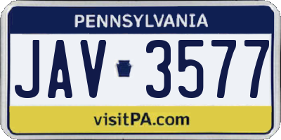 PA license plate JAV3577