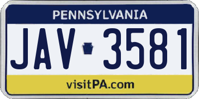 PA license plate JAV3581