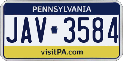 PA license plate JAV3584