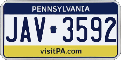 PA license plate JAV3592