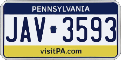 PA license plate JAV3593