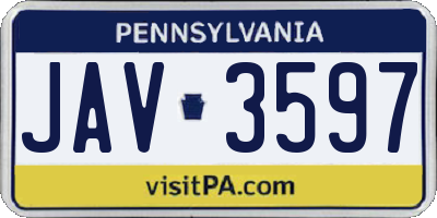 PA license plate JAV3597