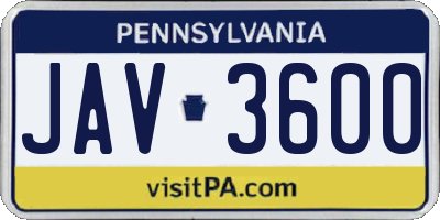 PA license plate JAV3600