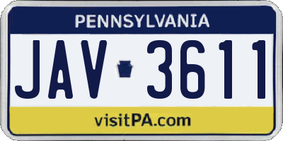 PA license plate JAV3611