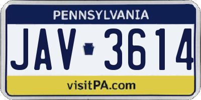 PA license plate JAV3614