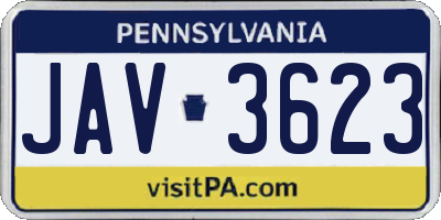 PA license plate JAV3623