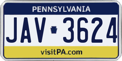 PA license plate JAV3624