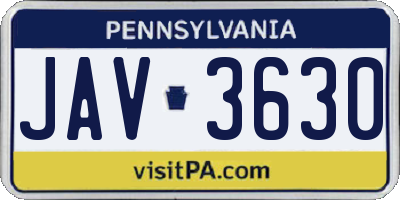 PA license plate JAV3630