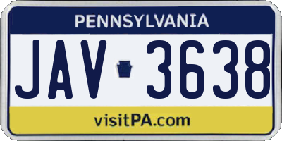 PA license plate JAV3638