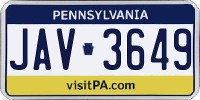 PA license plate JAV3649