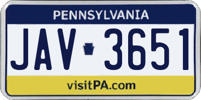 PA license plate JAV3651