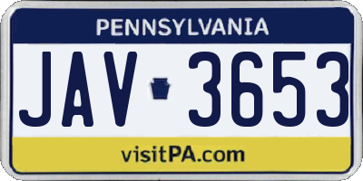 PA license plate JAV3653