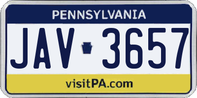 PA license plate JAV3657